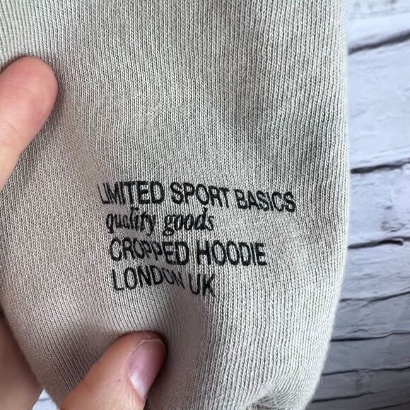 Zara Cropped Hoodie Sweatshirt Beige Taupe Boxy Pullover Size M - Picture 6 of 9